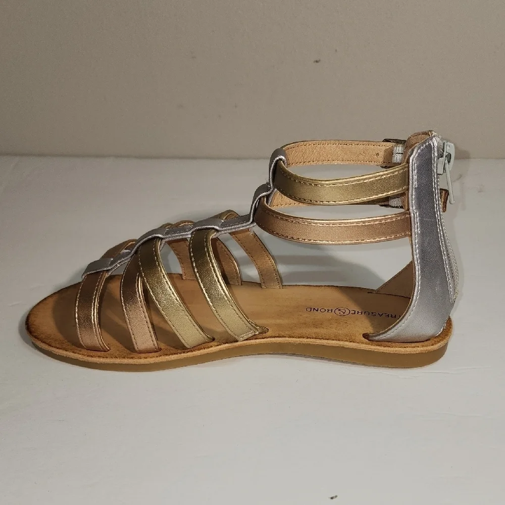Treasure & Bond Women's Gold and Silver Strappy Sandals